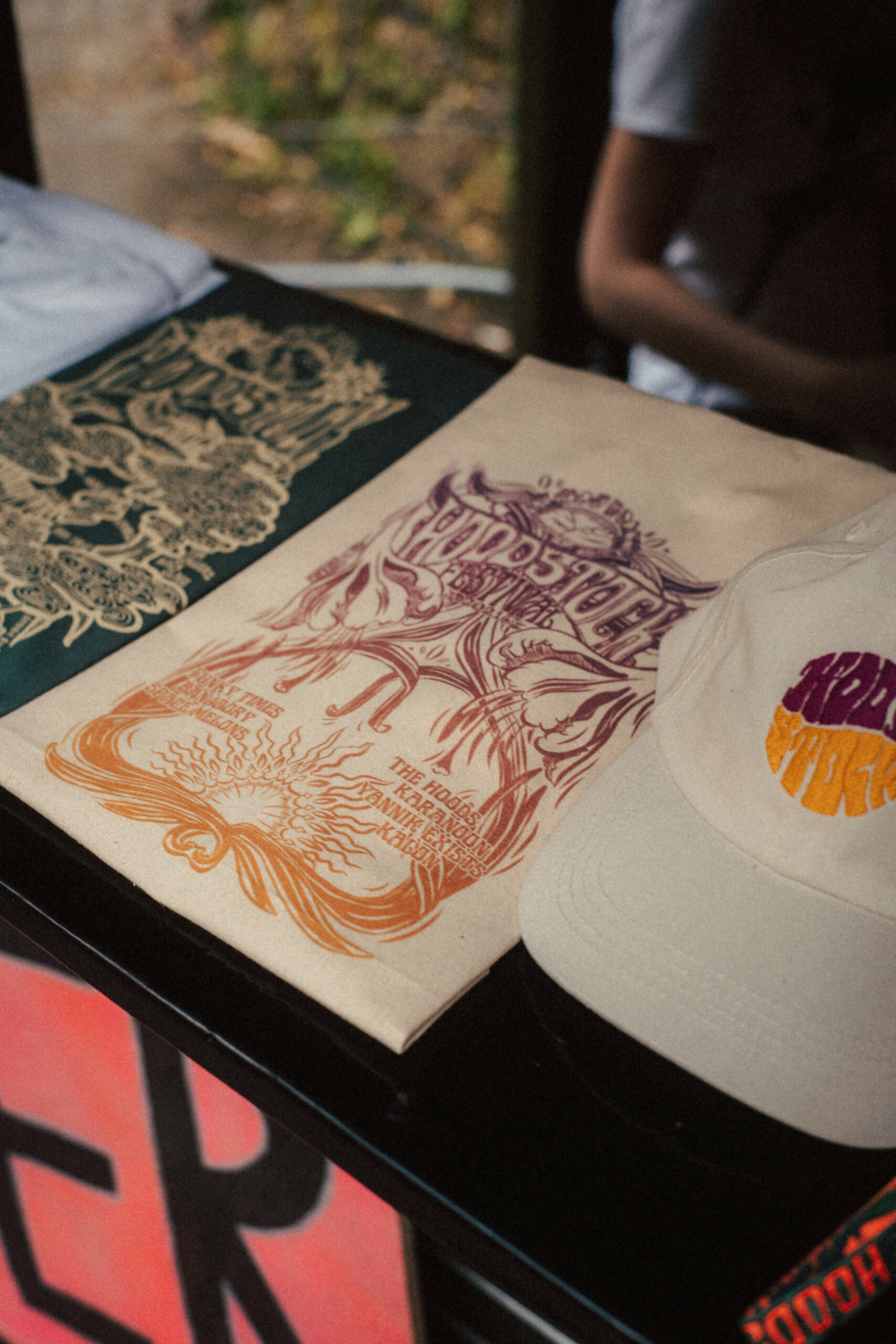 Hoodstock Festival Shirt and Cap Design by Sarah Stendel Graphic Design